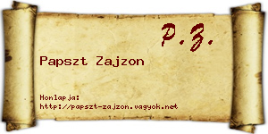 Papszt Zajzon névjegykártya
